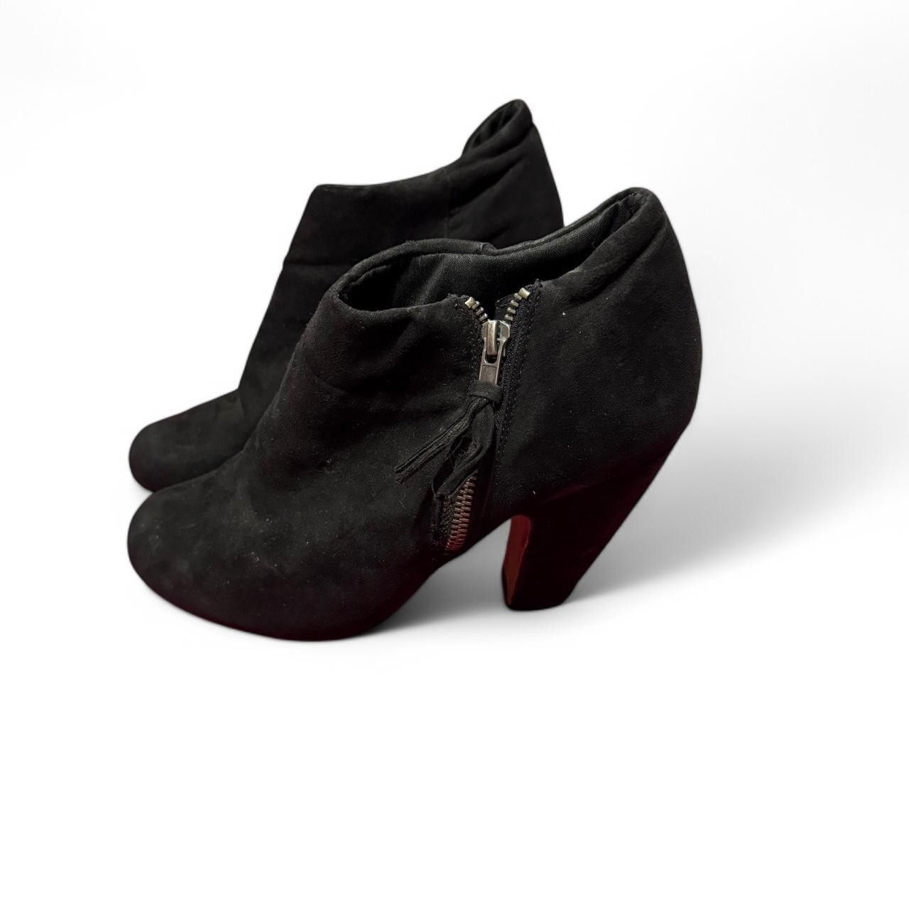 Designer Chic Black Suede Ankle Booties with Zipper Size US 10 / IT 40 - 3 Thumbnail