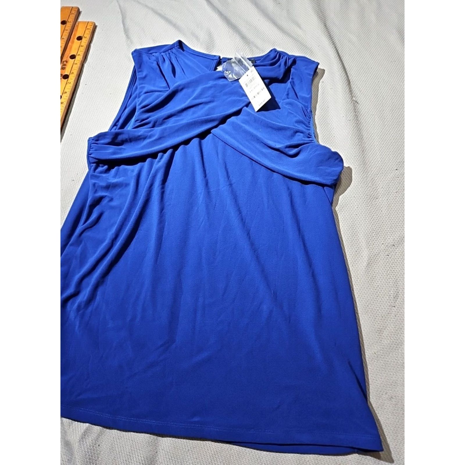 Vintage NWT INC International Concepts Shirt Womens XXL 2XL Blue Wrap Ruched Top Vest? Size XXL / US 16-18 / IT 52-54 - 5 Thumbnail