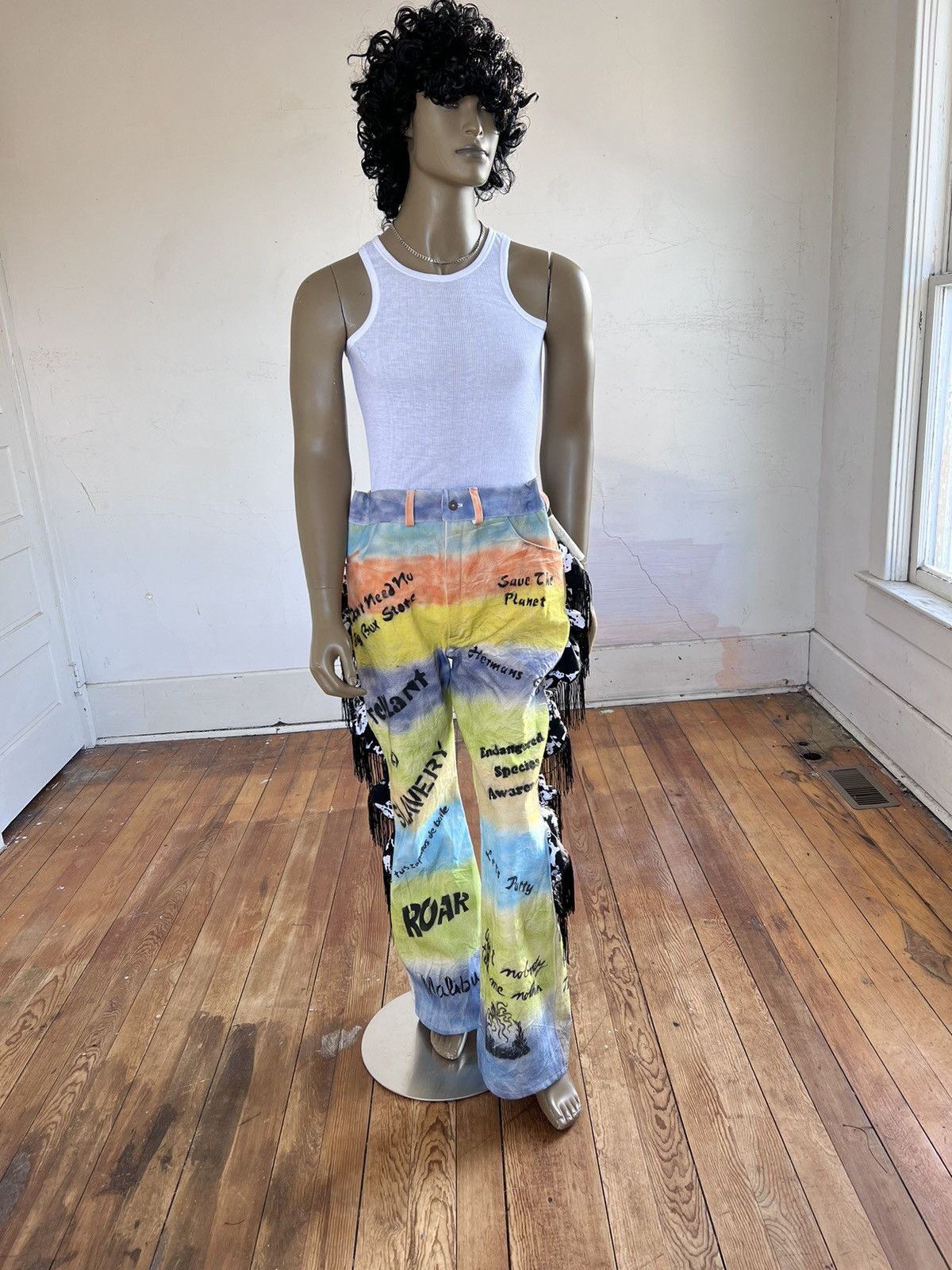 Other Men’s graffiti Canvas jeans 37 fringe ruffleAnna Herman USA Size US 36 / EU 52 - 1 Thumbnail