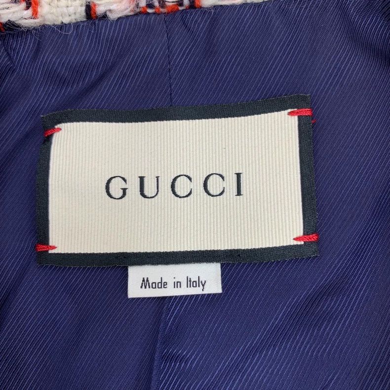 Gucci Gucci Red plaid wool lapel double-breasted woven tweed jack Size S / US 4 / IT 40 - 5 Thumbnail