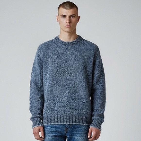 Woolrich Woolen Mills Vintage Woolrich Men's Wool Chambray Blue Knit Crewneck Swe Size US M / EU 48-50 / 2 - 1 Thumbnail