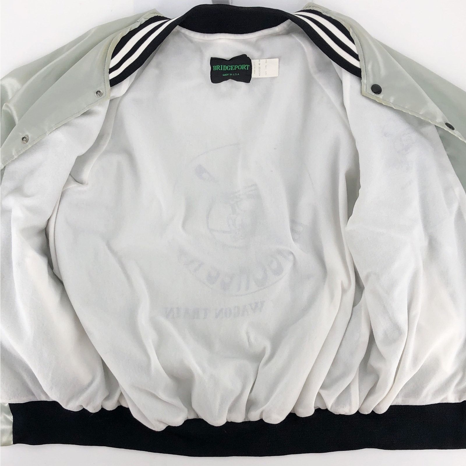 Vintage 80s silver satin bomber jacket Bonifay Wagon Train vintage Size US XL / EU 56 / 4 - 4 Thumbnail