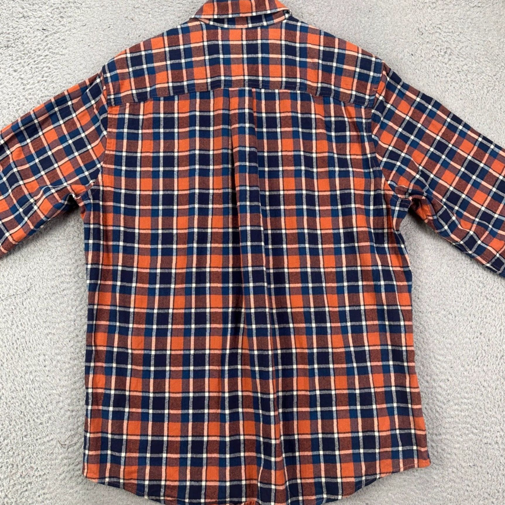 Eddie Bauer Eddie Bauer Button-Down Shirt Plaid Flannel Orange Navy White Classic Fit Mens LT Size US L / EU 52-54 / 3 - 3 Thumbnail
