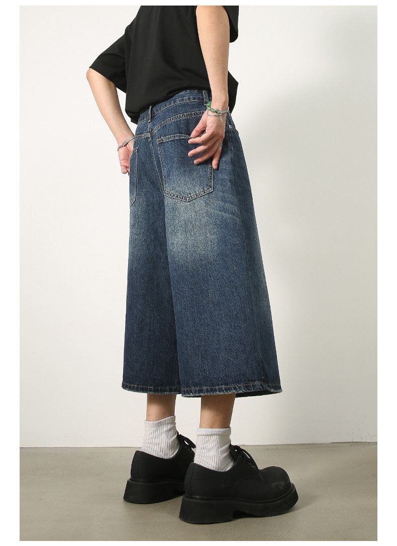 Japanese Brand Men's American-Style Loose-Fit Wide-Leg Denim Shorts Size US 32 / EU 48 - 4 Thumbnail