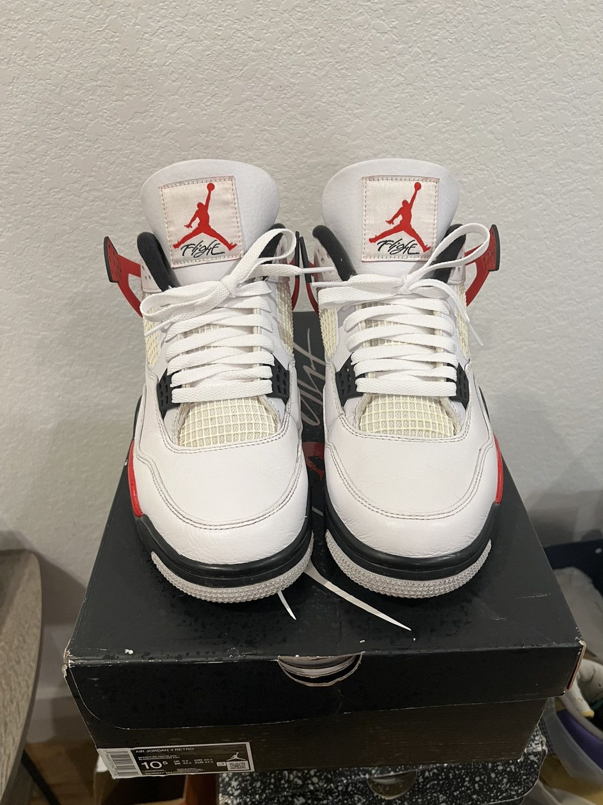 Jordan Brand Air Jordan 4 Retro Red Cement Size US 10.5 / EU 43-44 - 3 Thumbnail