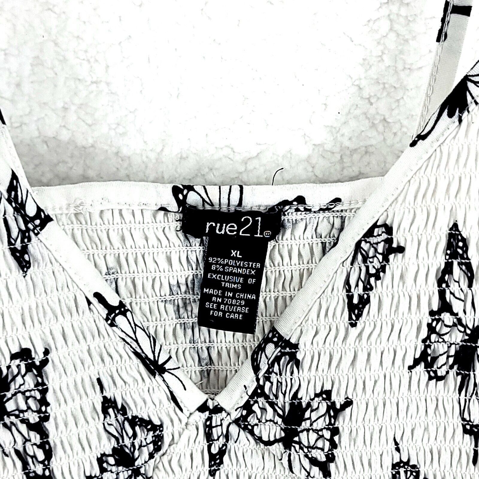 rue21 Rue 21 White Butterfly Black Spaghetti Strap Tank Top Ruffle Size XL / US 12-14 / IT 48-50 - 3 Thumbnail