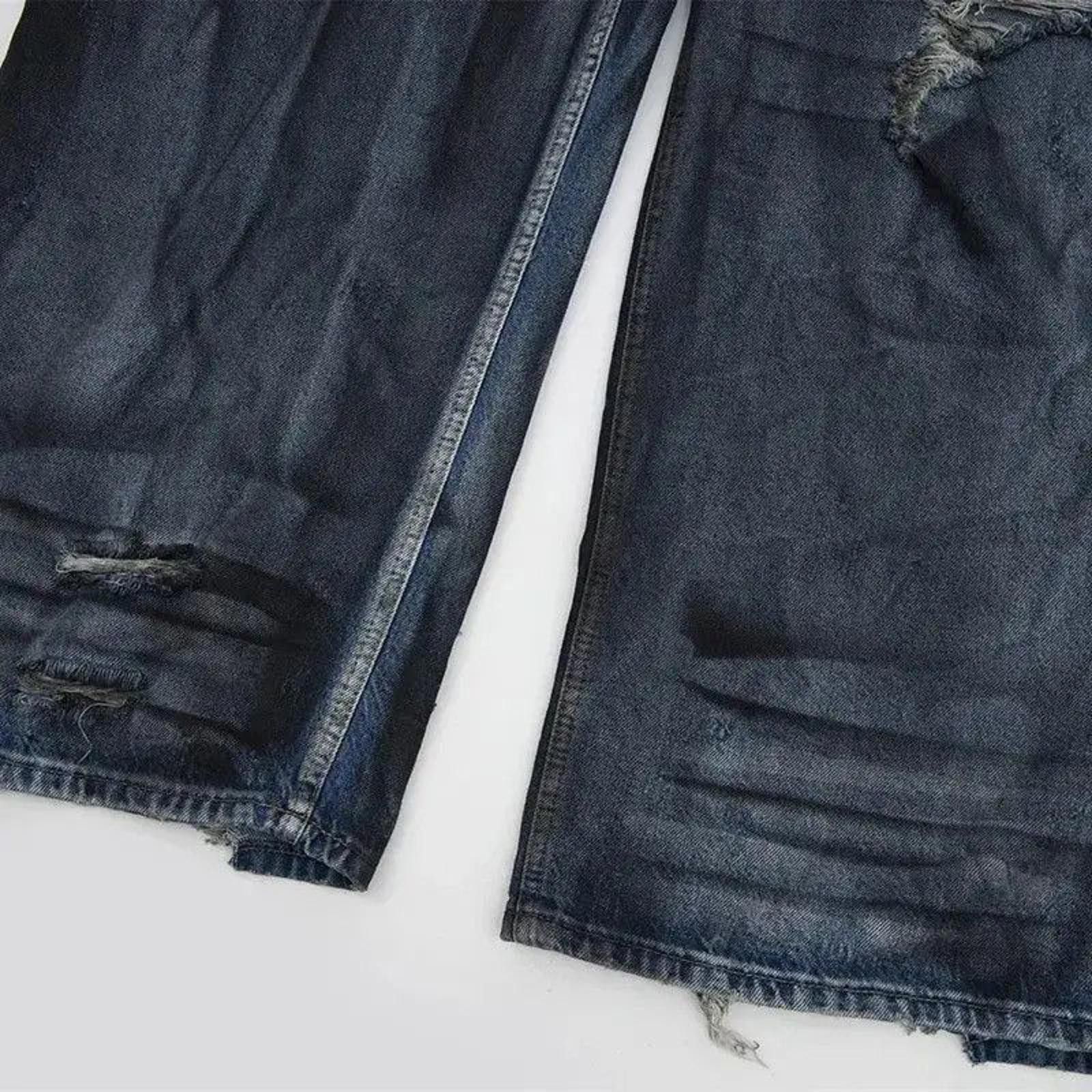 Other Ripped Straight Loose Long Wide Leg Jeans Size US 33 - 6 Thumbnail
