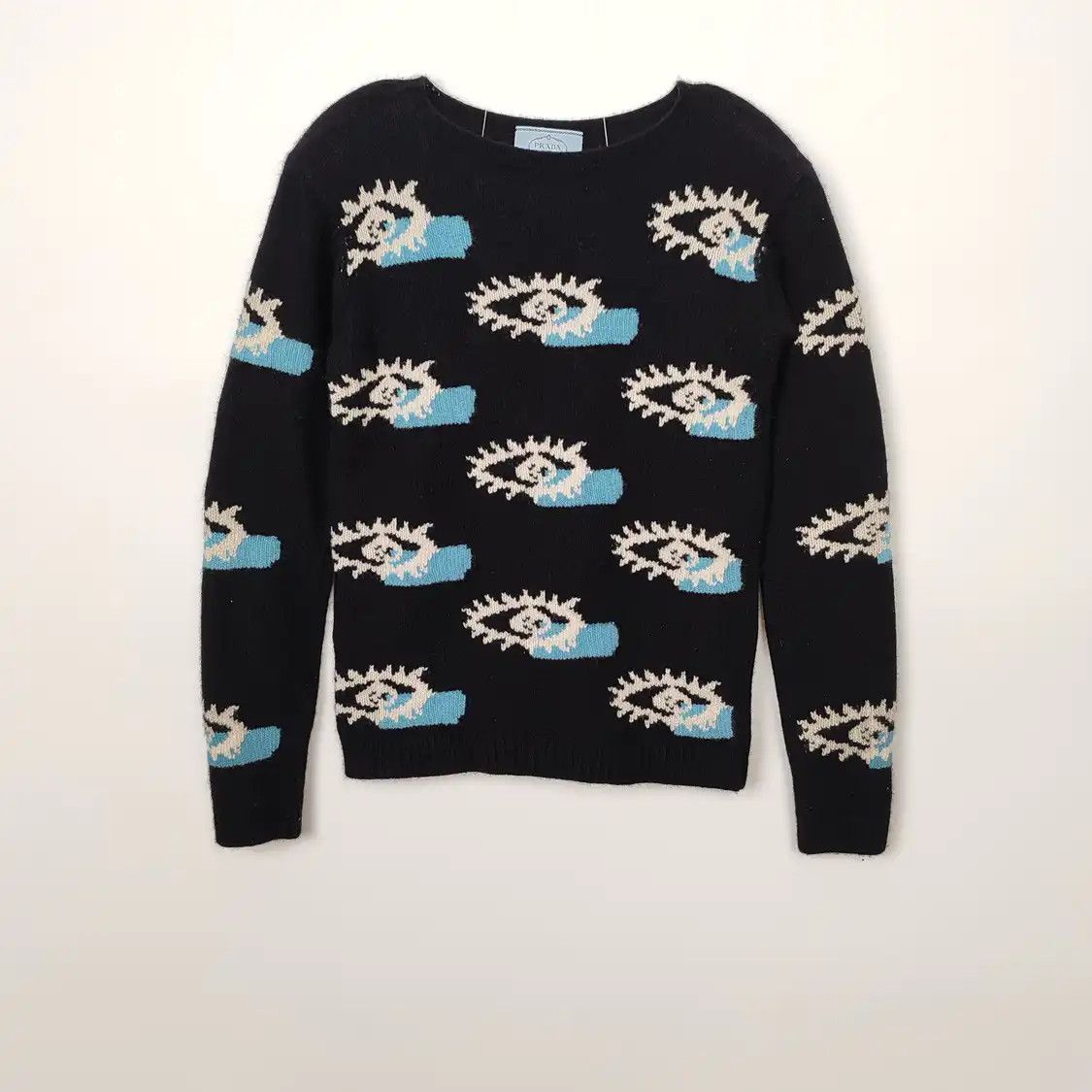 Prada M Size Black Wool Women's Pullover Sweaters, Women's