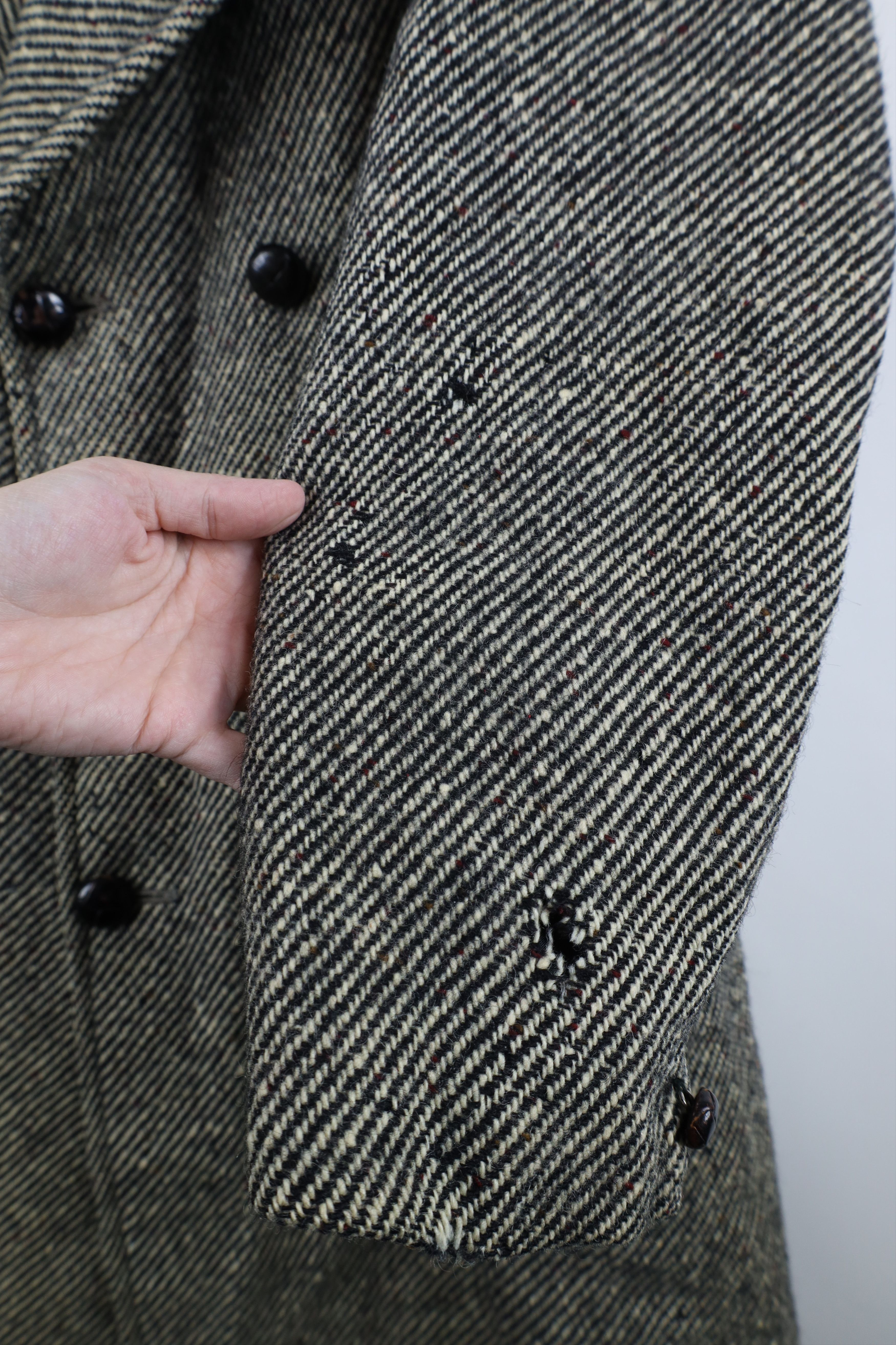 Vintage Vintage 60s Streetwear Fleck Wool Tweed Trench Coat USA Size US L / EU 52-54 / 3 - 4 Thumbnail