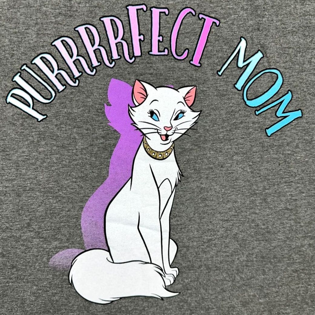 Disney Disney Aristocats T-Shirt Womens Medium Grey Purrfect Mom Scoop Neck Tee NEW Size M / US 6-8 / IT 42-44 - 5 Thumbnail