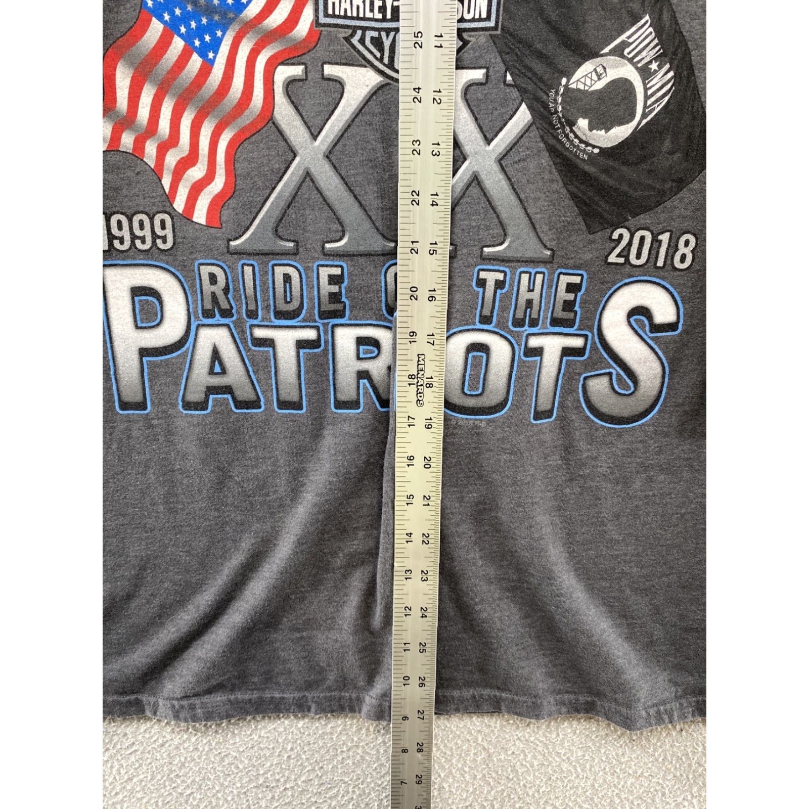 Harley Davidson Harley-Davidson T-Shirt Graphic Tee Long Sleeve Crew Neck 20th Anniversary Ride of the Patriots Patriotic Multicolor 100% Cotton Mens L Size US L / EU 52-54 / 3 - 7 Thumbnail
