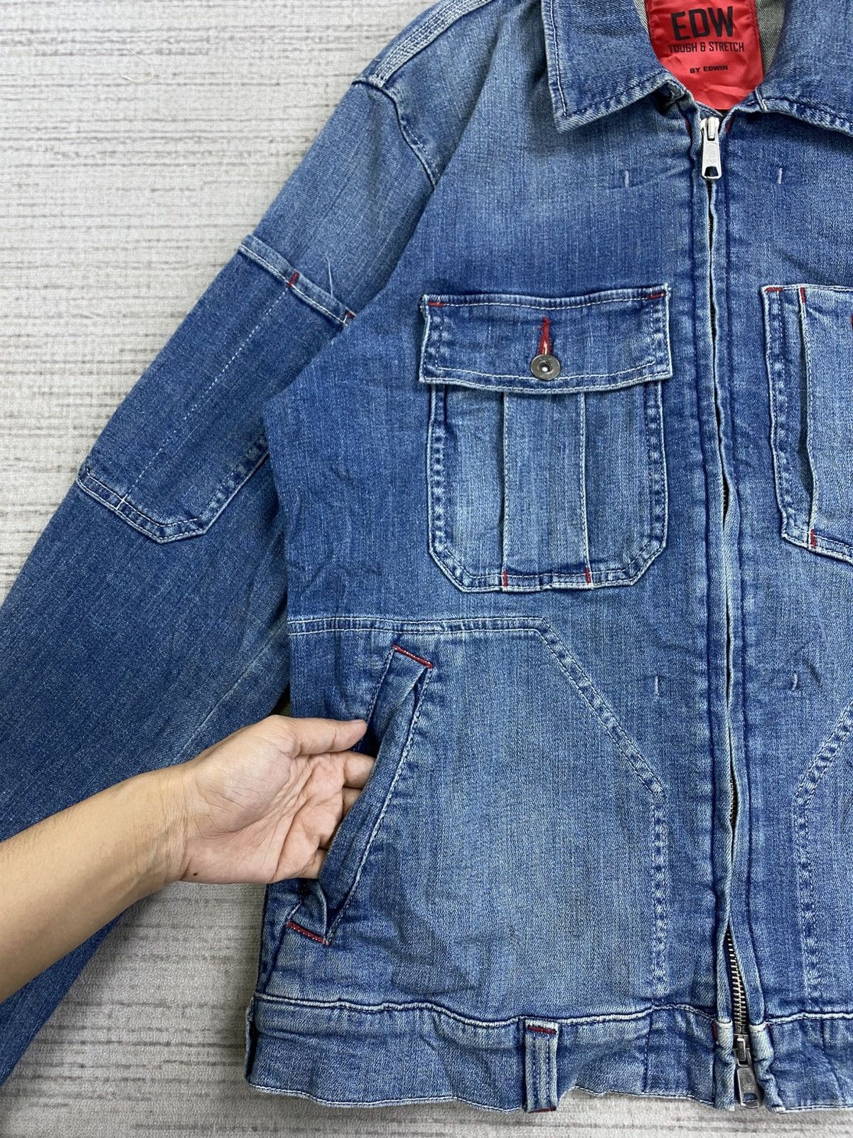 Edwin × Japanese Brand Vintage EDW Tough & Stretch By Edwin Denim Jacket Size US M / EU 48-50 / 2 - 7 Thumbnail