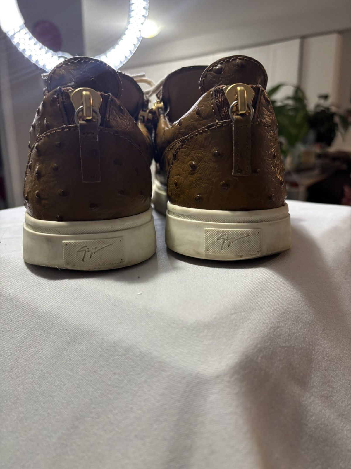 Giuseppe Zanotti Giuseppe Zanotti Ostrich Leather Low-Top Sneakers Size US 10 / EU 43 - 3 Thumbnail