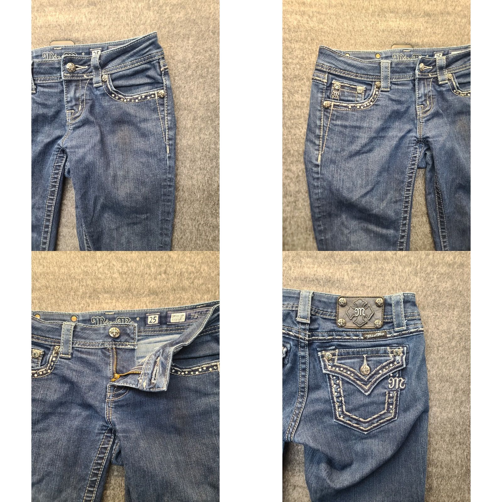 Miss Me Miss Me Jeans Womens 28X30 Regular Bootcut Denim Cotton Spandex Embroidered Rhinestone Cowboycore Western 90s Mens? No, remove Mens. Size 28" / US 6 / IT 42 - 8 Thumbnail