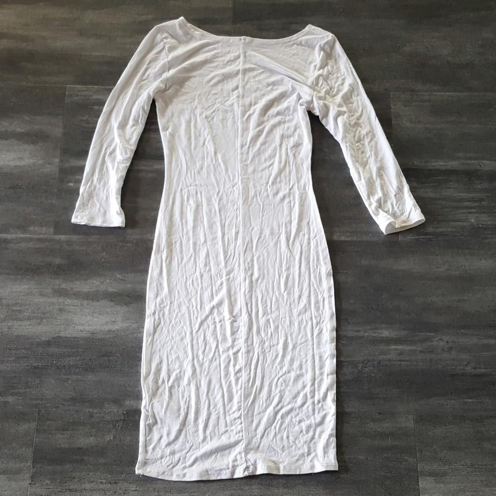 Designer White Go Jane 3/4 Sleeve Midi Size S / US 4 / IT 40 - 2 Thumbnail