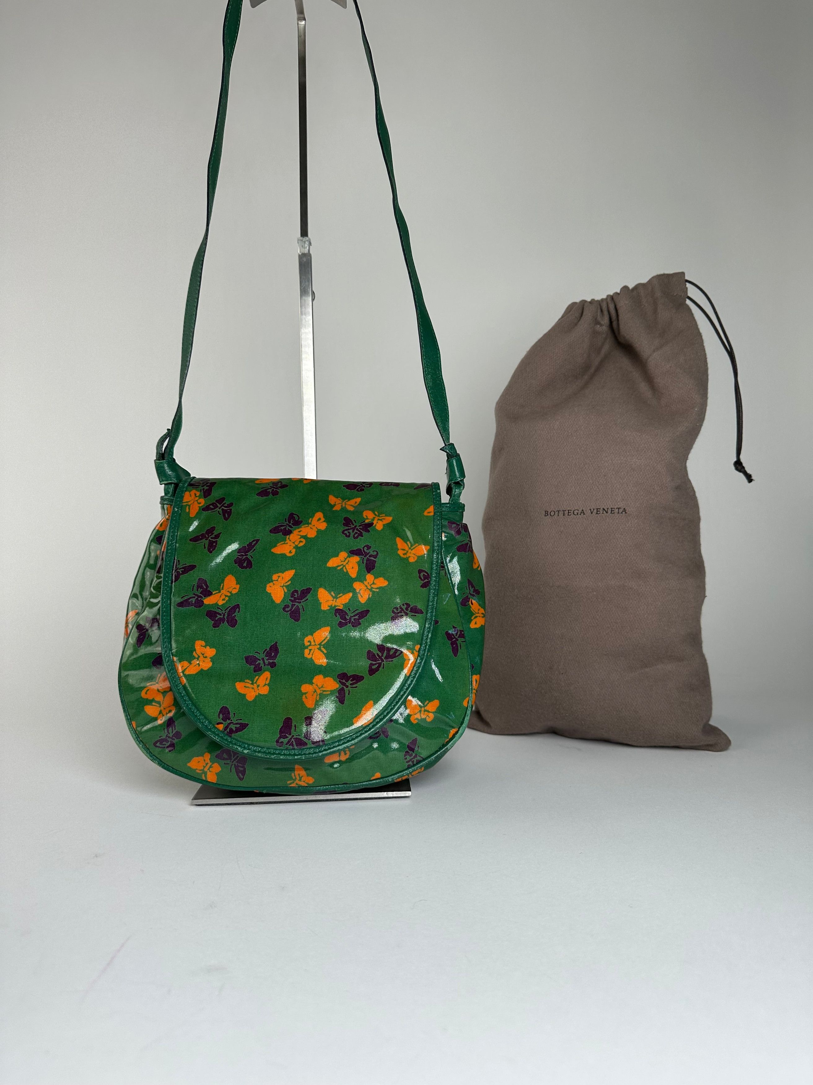 Bottega Veneta Vintage Butterfly Print Patent Shoulder Bag Green Size ONE SIZE - 1 Thumbnail