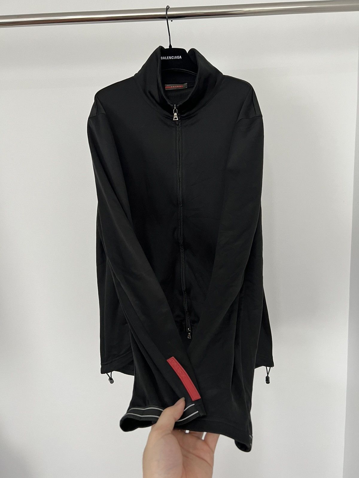 Image of Prada Red Tab Jacket Polyester in Black, Men's (Size 2XL)