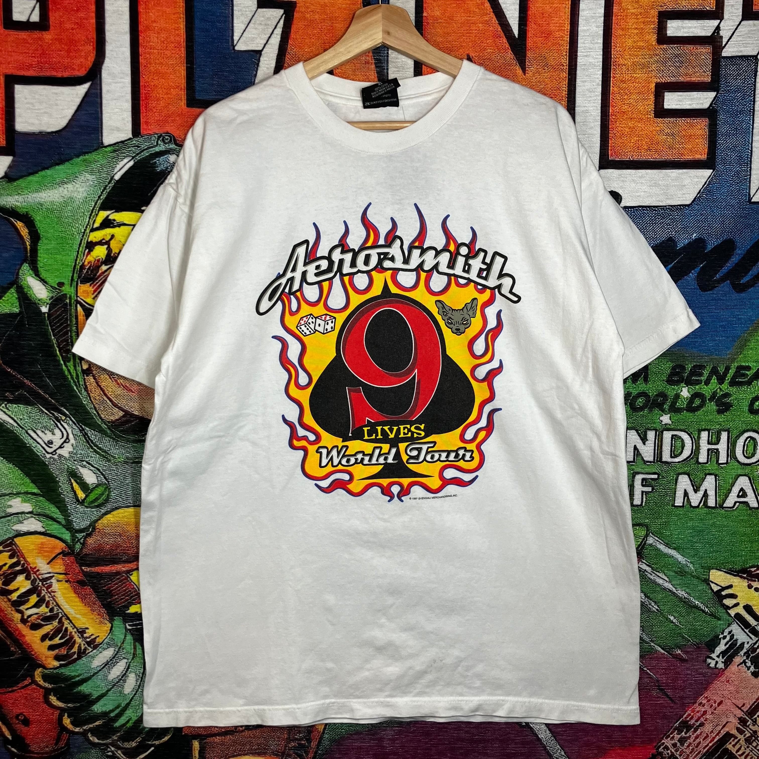 Band Tees × Vintage Vintage 90s 1997 Aerosmith 9 Lives Tour Tee Size XL Size US XL / EU 56 / 4 - 1 Thumbnail