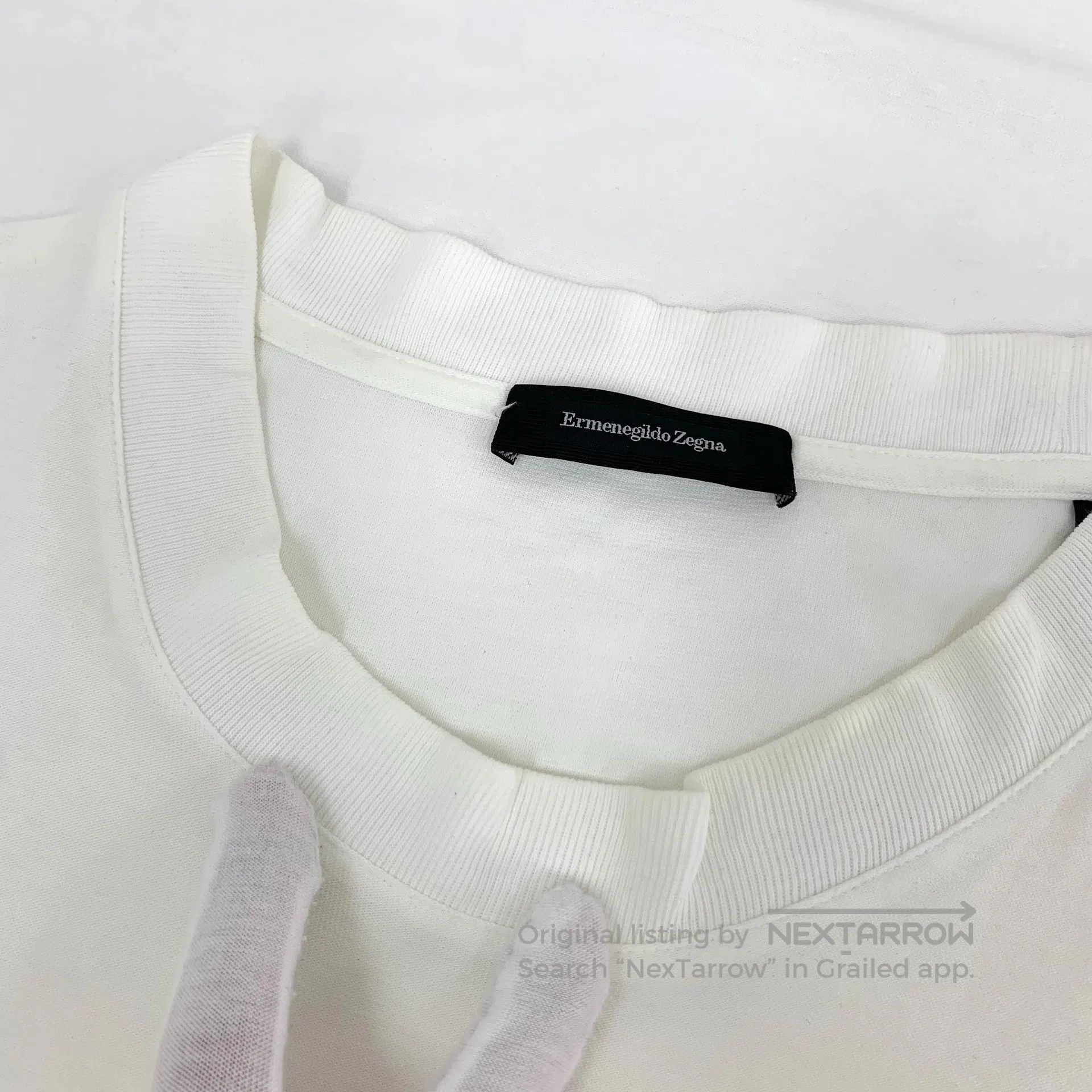 Ermenegildo Zegna Zegna White Jacquard Cotton Crewneck Short Sleeve T-Shirt| Size US XL / EU 56 / 4 - 9 Thumbnail