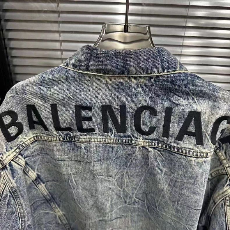 Balenciaga Balenciaga water ripple back embroidered logo denim jacket- Size US XS / EU 42 / 0 - 4 Thumbnail