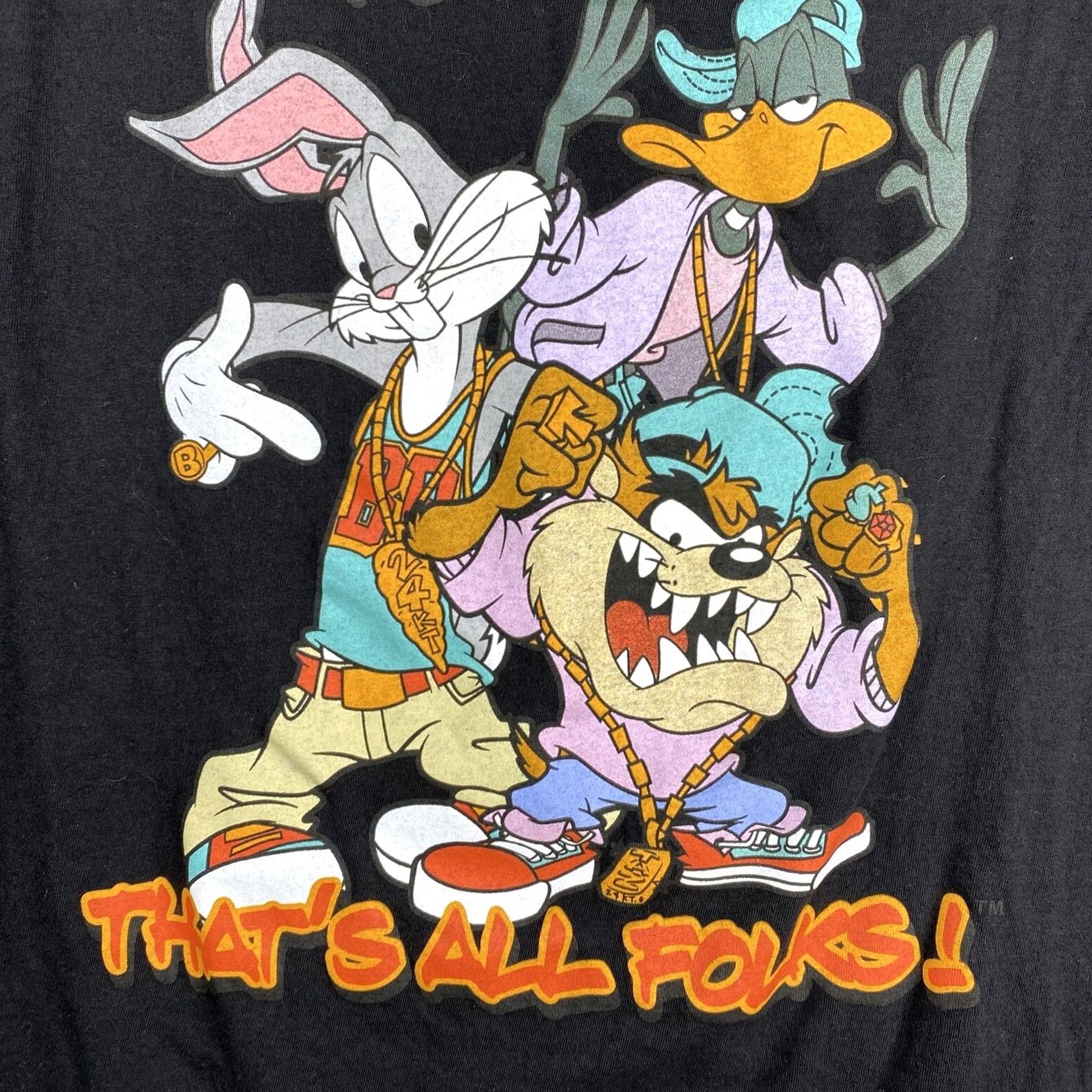 Vintage Bugs Bunny Shirt Unisex Adult Medium Black Looney Tunes Crew Neck T-Shirt Cartoon Vintage No Size US M / EU 48-50 / 2 - 2 Thumbnail