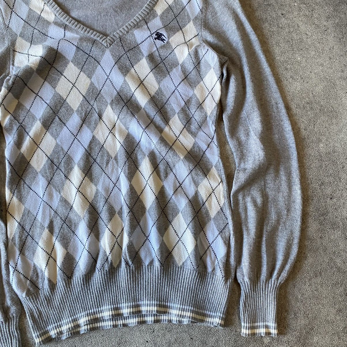 Burberry London Blue Label Plaid V Neck Pullover Sweater