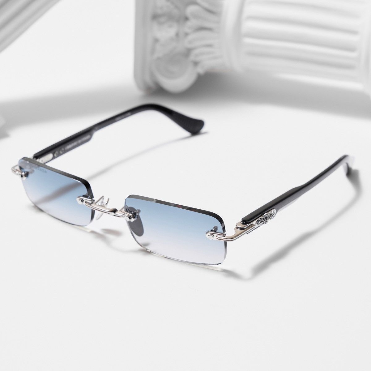 Chrome Hearts CHROME HEARTS DEEP I SHINY SILVER BLACK PLASTIC SUNGLASSES Size ONE SIZE - 2 Thumbnail