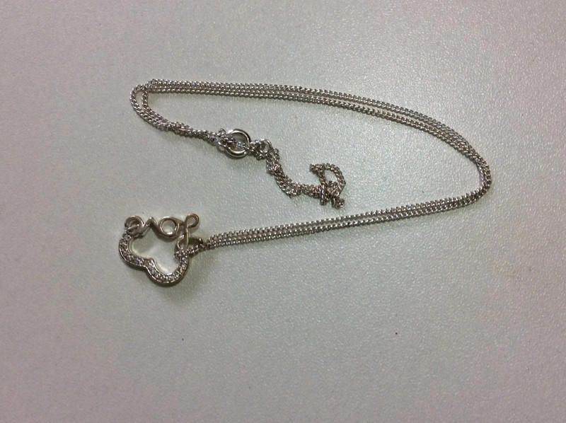 Designer Love heart ladies Silver Daimond Necklace Size ONE SIZE - 1 Thumbnail