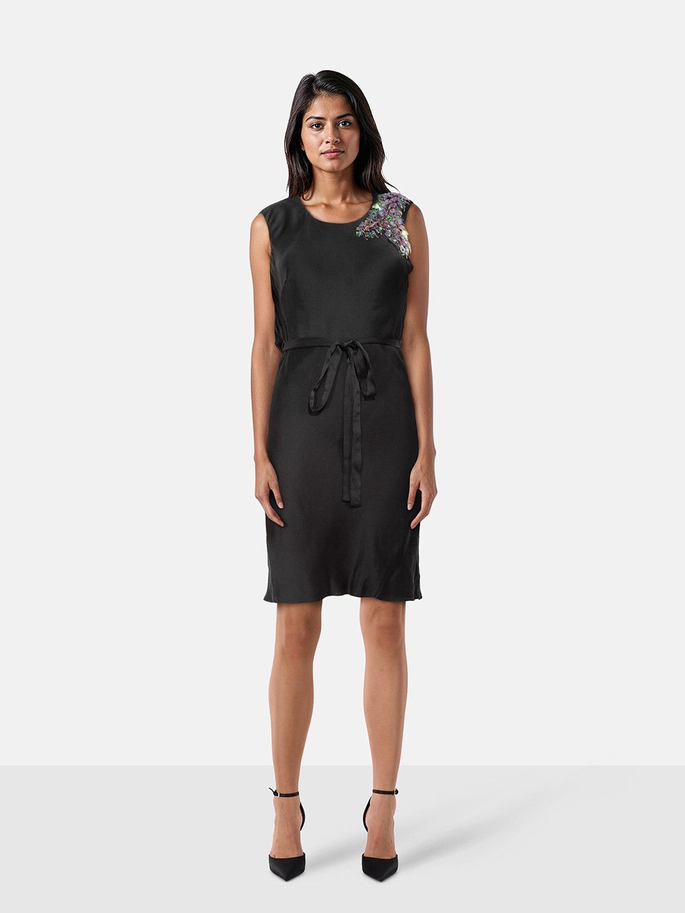 Matthew Williamson Black Embellished Silk Knee Length Dress Size M / US 6-8 / IT 42-44 - 1 Thumbnail