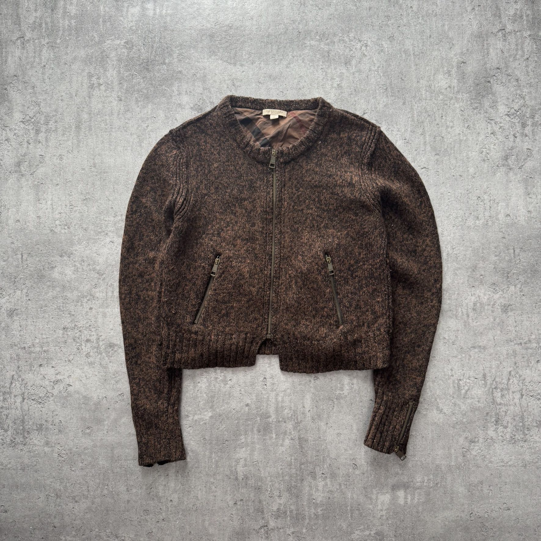 Burberry Brit Nova Check Cotton/Cashmere Y2k Cardigan Knit