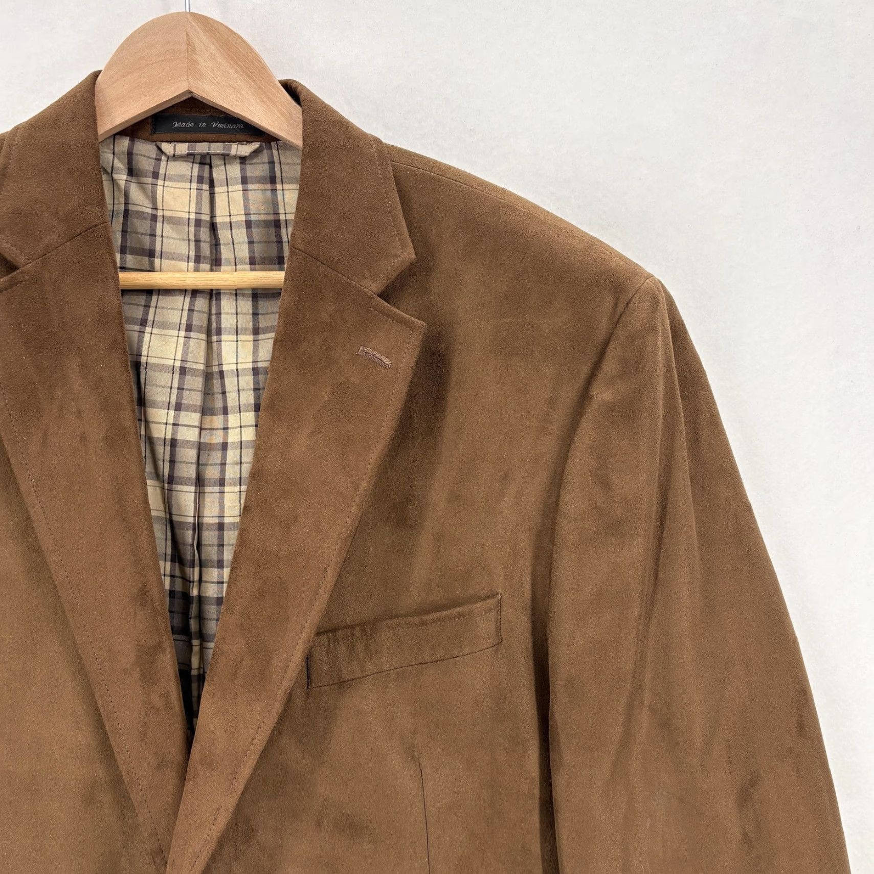 Ralph Lauren Lauren Ralph Lauren Blazer Mens 44L Brown Faux Suede Sport Coat Equestrian Plaid Shirt No Jacket? Size 44R - 2 Thumbnail