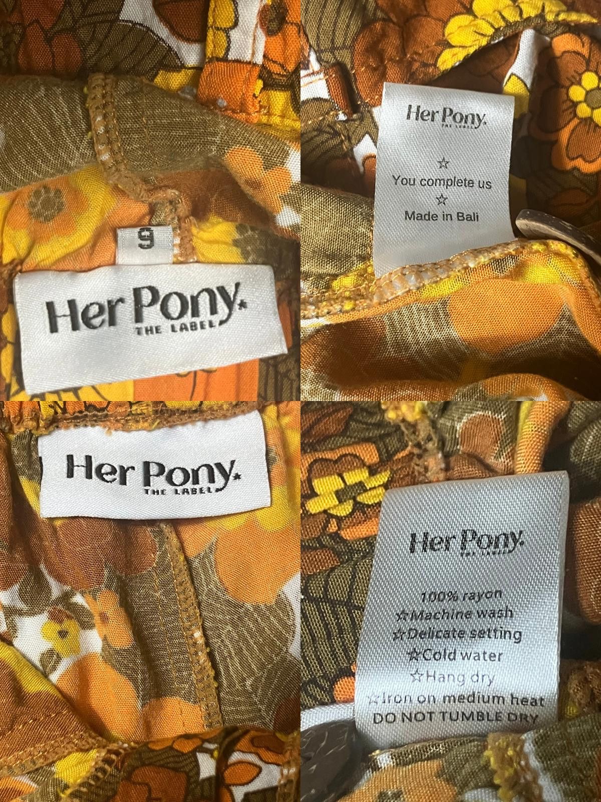 Other Vintage 70s Floral Wide Leg Pants Her Pony Rayon 6 Size 28" / US 6 / IT 42 - 6 Thumbnail