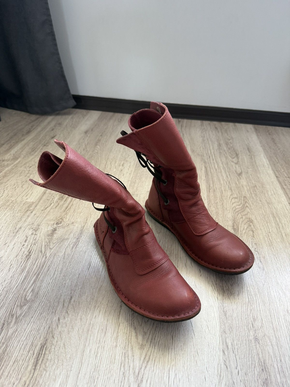 Kickers Kickers Red Leather Avant-Garde Back Lace Boots EU 38 Size US 7.5 / IT 37.5 - 17 Thumbnail