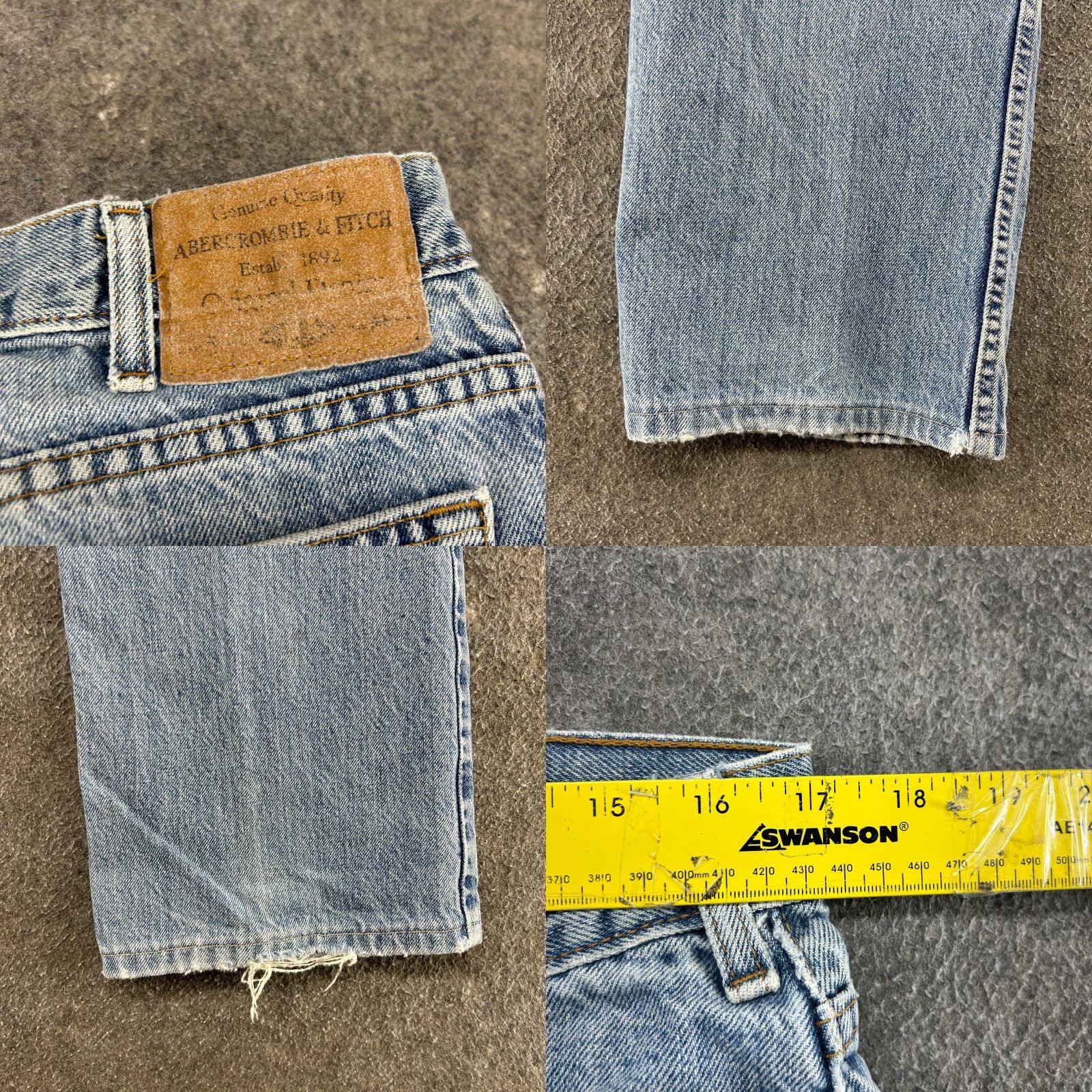 Abercrombie & Fitch VINTAGE Abercrombie Jeans Mens 34x29 Blue Bootcut Distressed READ HEMMED USA 90s Size US 34 / EU 50 - 9 Thumbnail
