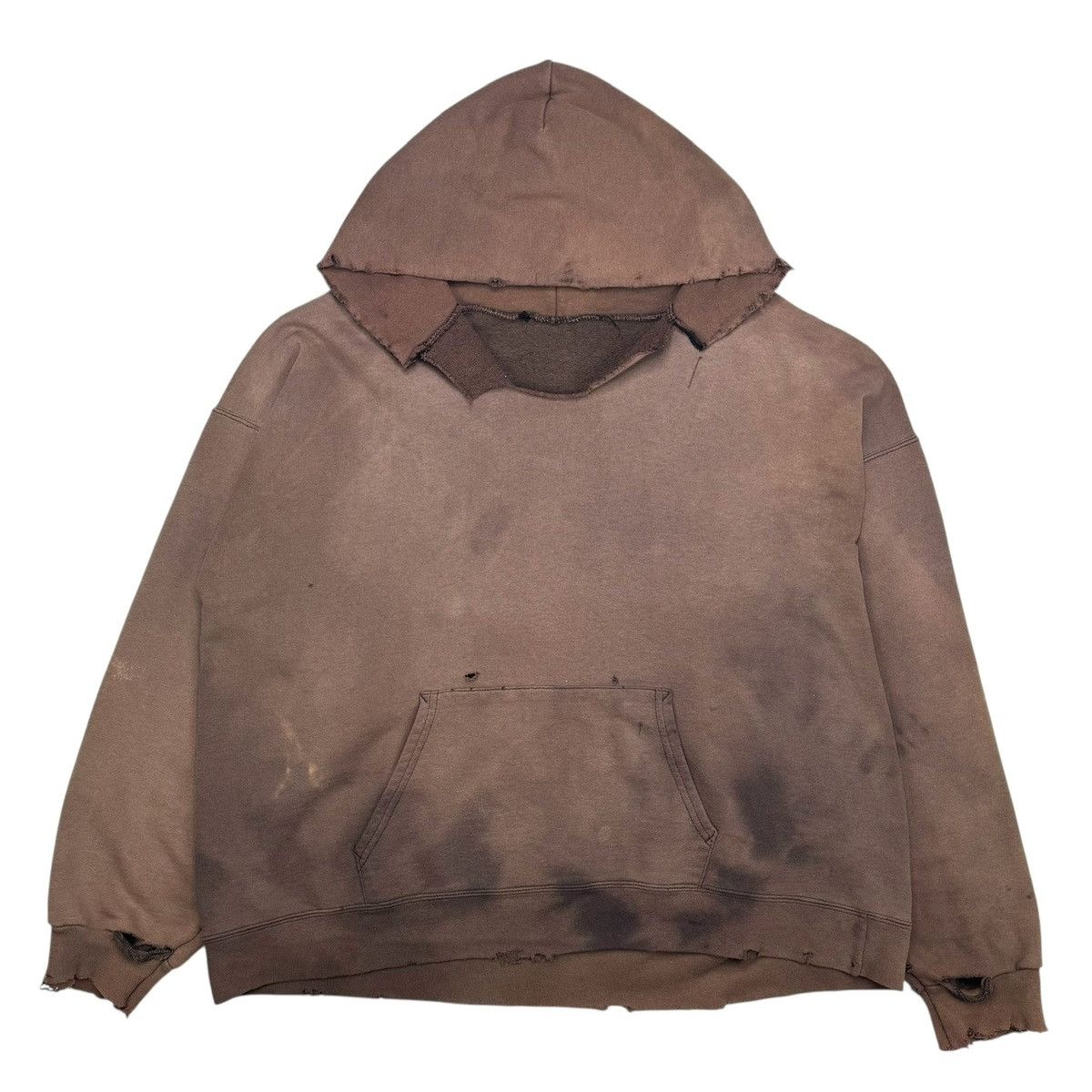 Vintage VINTAGE THRASHED FADED BROWN HOODIE Size US XL / EU 56 / 4 - 2 Thumbnail