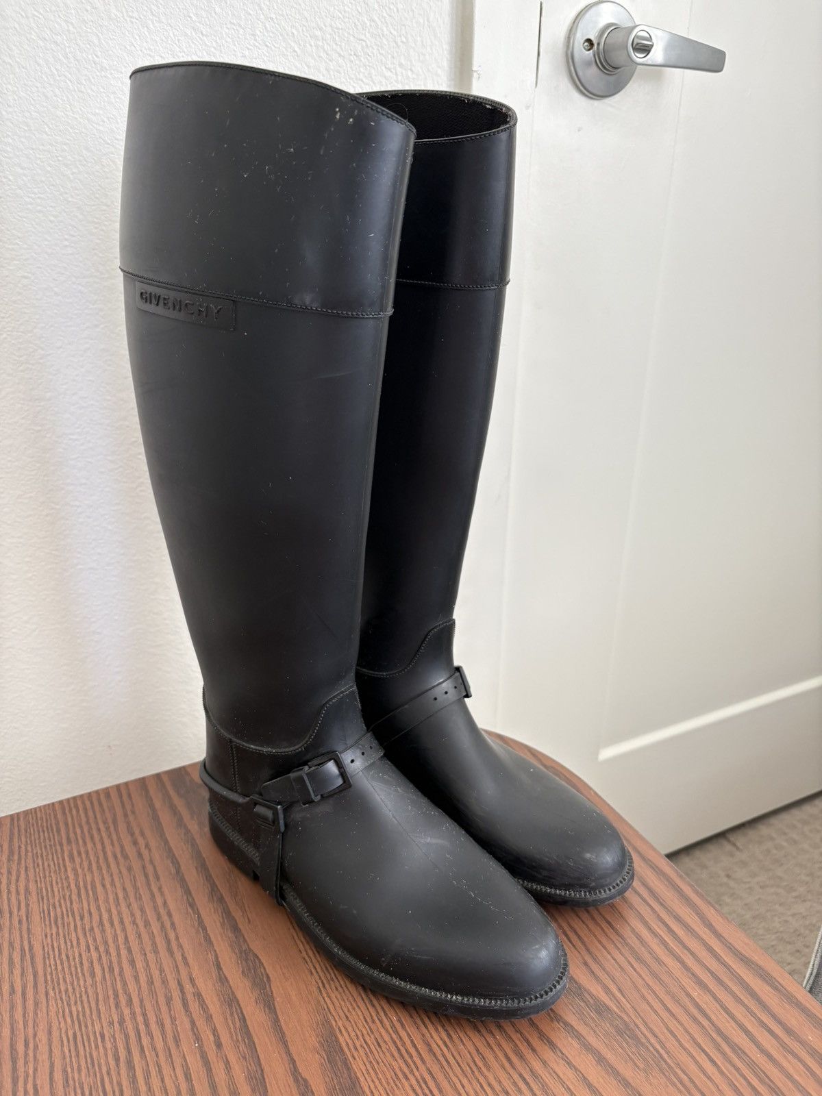 Givenchy STEAL! Givenchy Rubber Boots Black Knee High Rain Boots Size US 7 / IT 37 - 1 Thumbnail