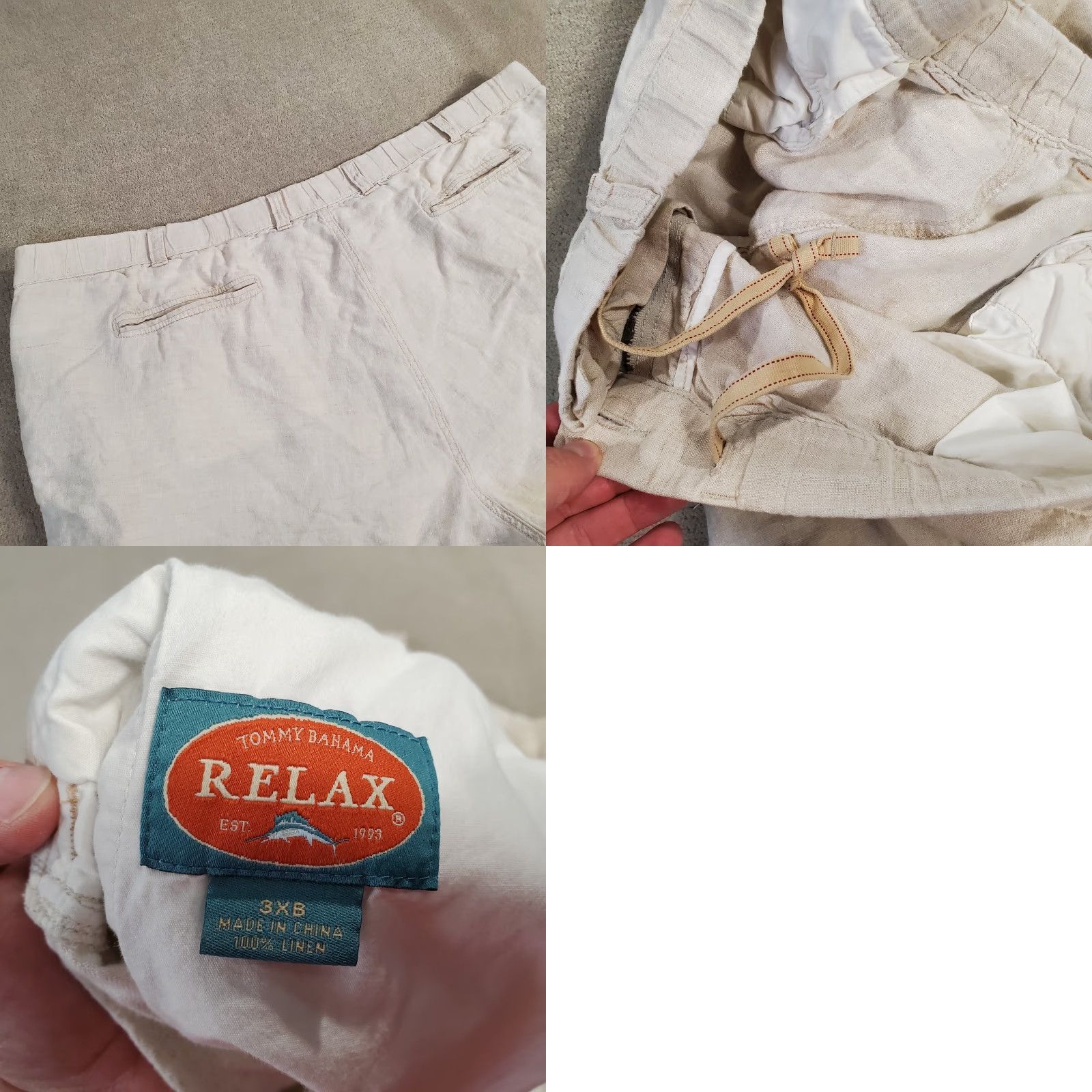 Tommy Bahama Tommy Bahama Relax Linen Shorts Mens 3XB Beige Chinos Flat Front Lightweight Big & Tall Casual Outdoor Pockets Logo Linen Size US 34 / EU 50 - 8 Thumbnail