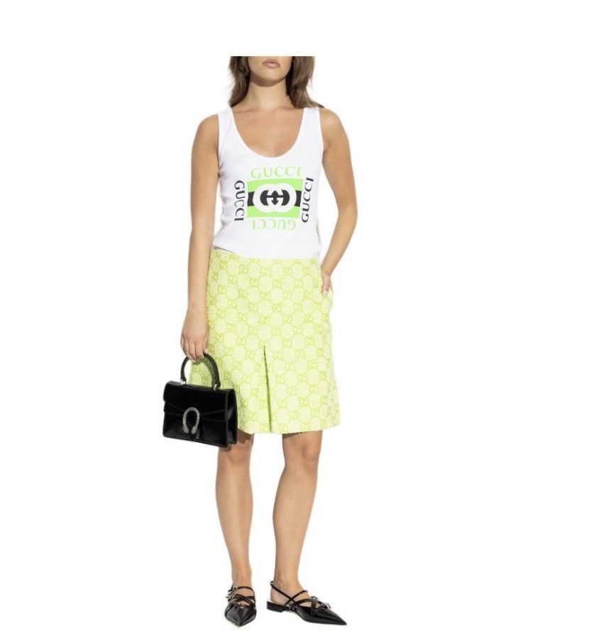 Gucci Gucci GG Boucle Cotton Blend Skirt Lime Green size IT 42 Size M / US 6-8 / IT 42-44 - 2 Thumbnail