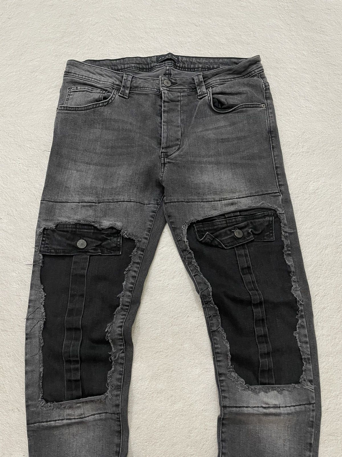Japanese Brand 00s Amiri Denim Distressed raw edge knee panels Balmain Y2K Size US 32 / EU 48 - 2 Thumbnail