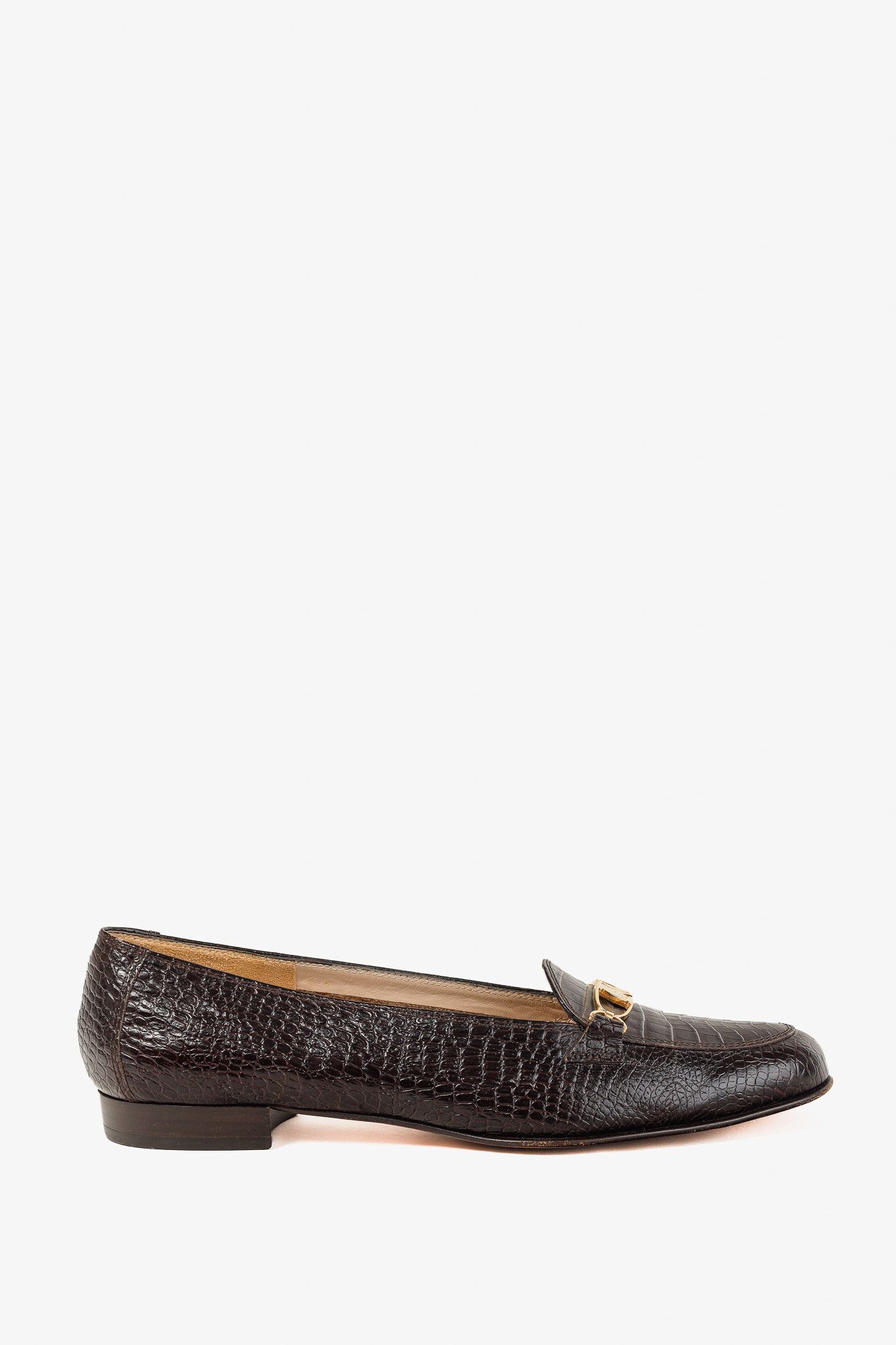 Salvatore Ferragamo Salvatore Ferragamo Castoro Croc-Embossed Buckle Loafers Size US 8 / IT 38 - 1 Thumbnail