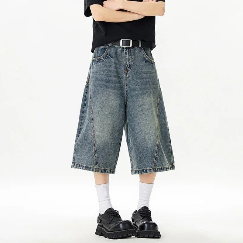 Jean Wide Leg Washed Denim Shorts Men Simple Summer Size US 34 / EU 50 - 4 Thumbnail