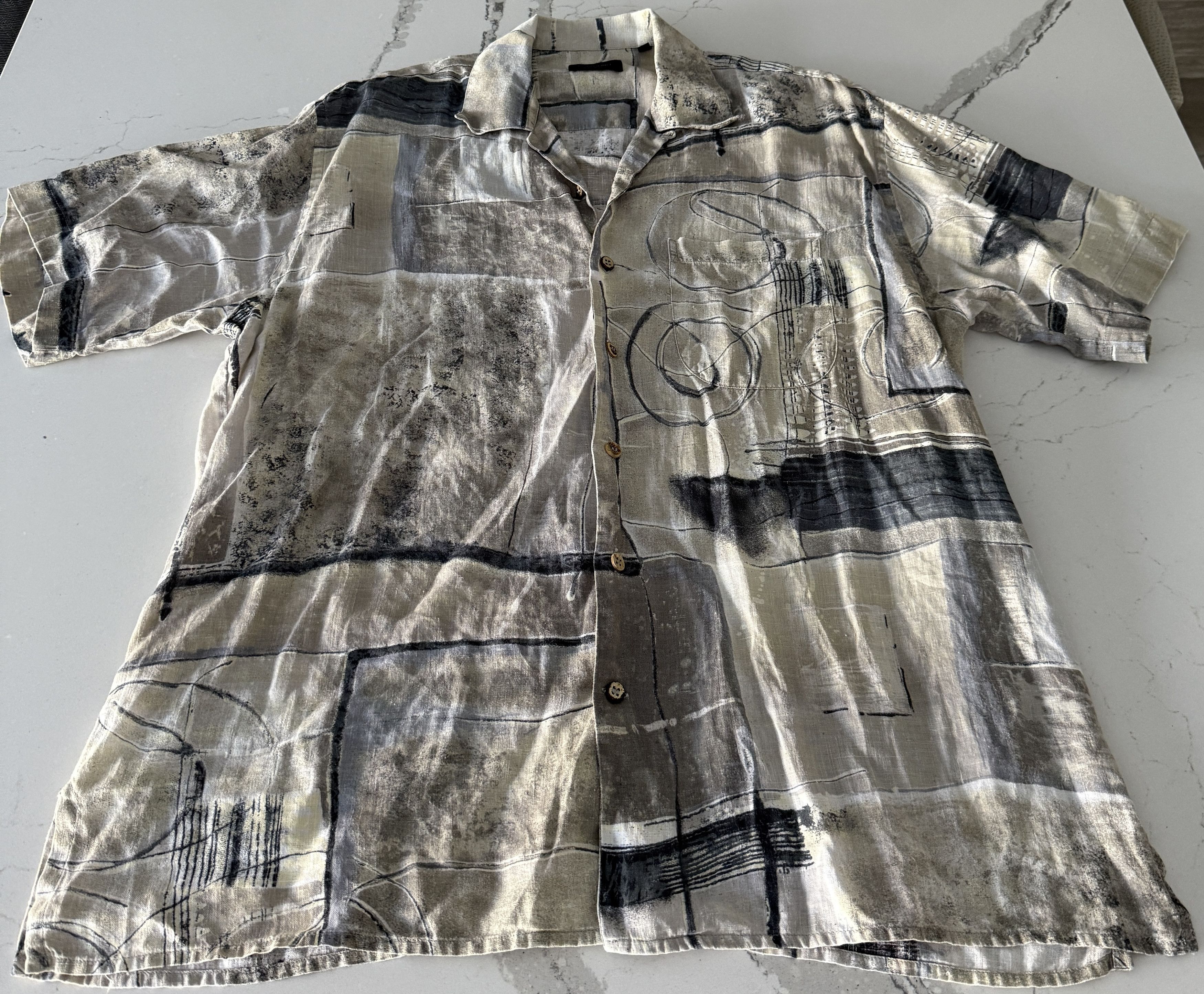 Other Vintage 100% Linen Made in Italy Camp Collar Short Sleeve Size US L / EU 52-54 / 3 - 1 Thumbnail