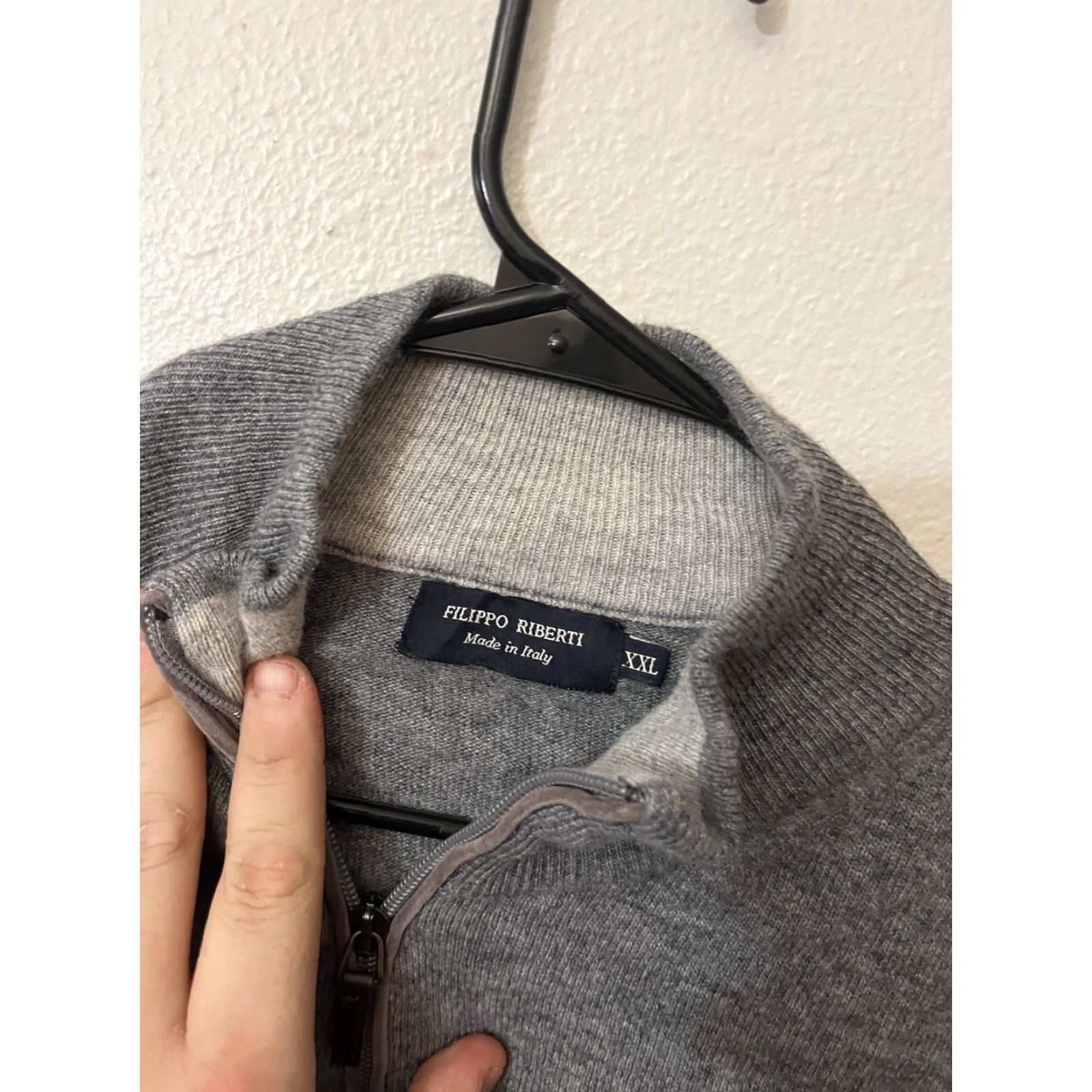 Vintage Filippo Riberti 1/4 Zip Sweater Men 2XL Heather Gray Pullover Wool Cashmere Mock Neck Zipper All Seasons Classic Outdoor Preppy Size US XXL / EU 58 / 5 - 3 Thumbnail