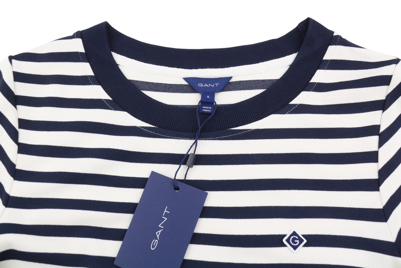 Gant ICON G STRIPED S Evening Blue Short Sleeve Dress 87726 Size S / US 4 / IT 40 - 4 Thumbnail