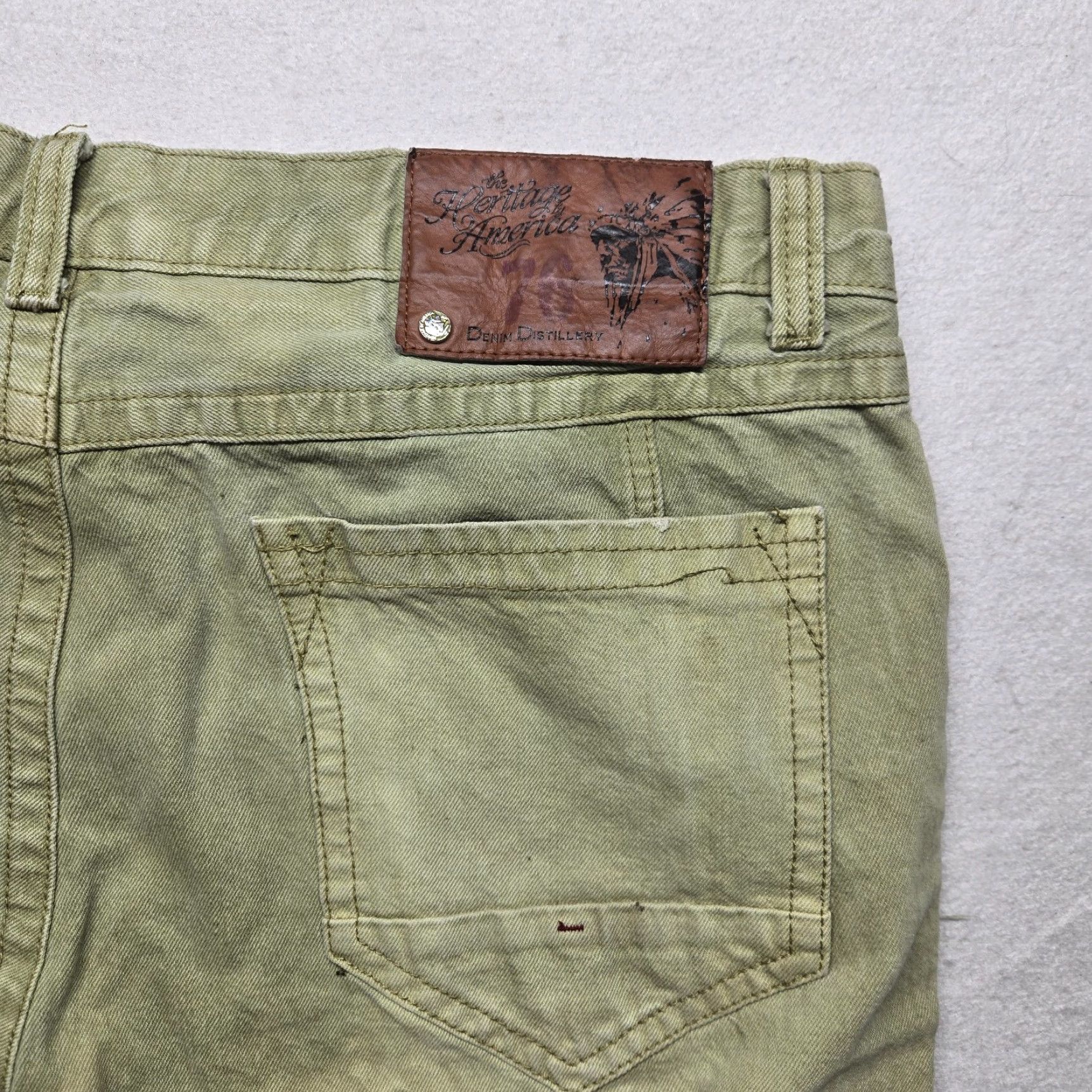 Vintage VINTAGE Heritage 76 Men's Shorts 40" Green Denim Distressed Biker Pants 90s Size US 40 / EU 56 - 8 Thumbnail