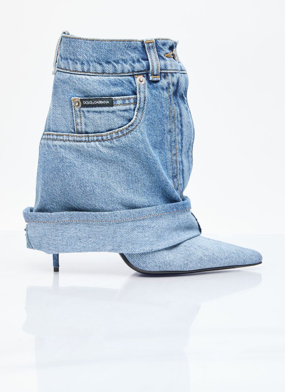 image of Dolce Gabbana Denim Boots in Blue, Women's (Size 6)