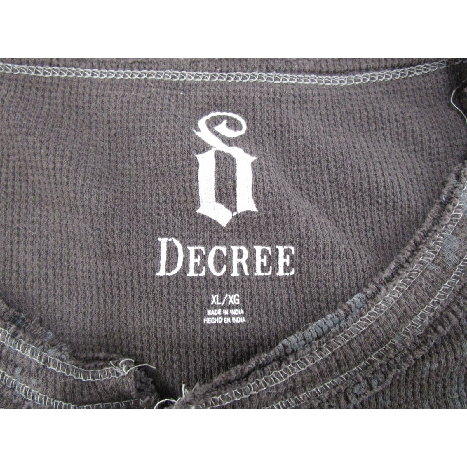 Decree Decree Shirt L/S Henley Thermal Gothic Grunge Gray XL Mens Size US XL / EU 56 / 4 - 2 Thumbnail