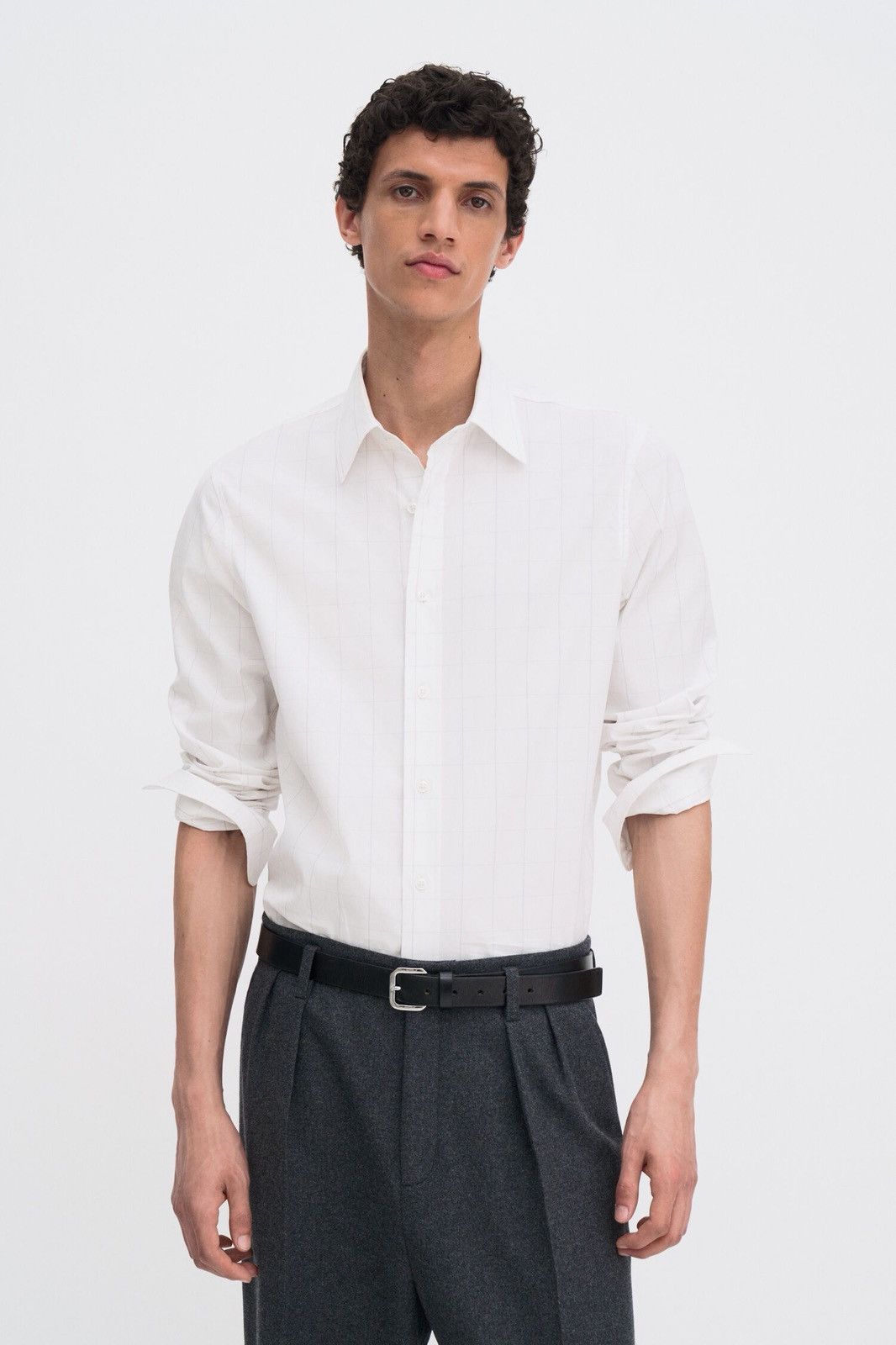 Filippa K Filippa K White Classic Tailored Shirt Check Windowpane Size US M / EU 48-50 / 2 - 1 Thumbnail