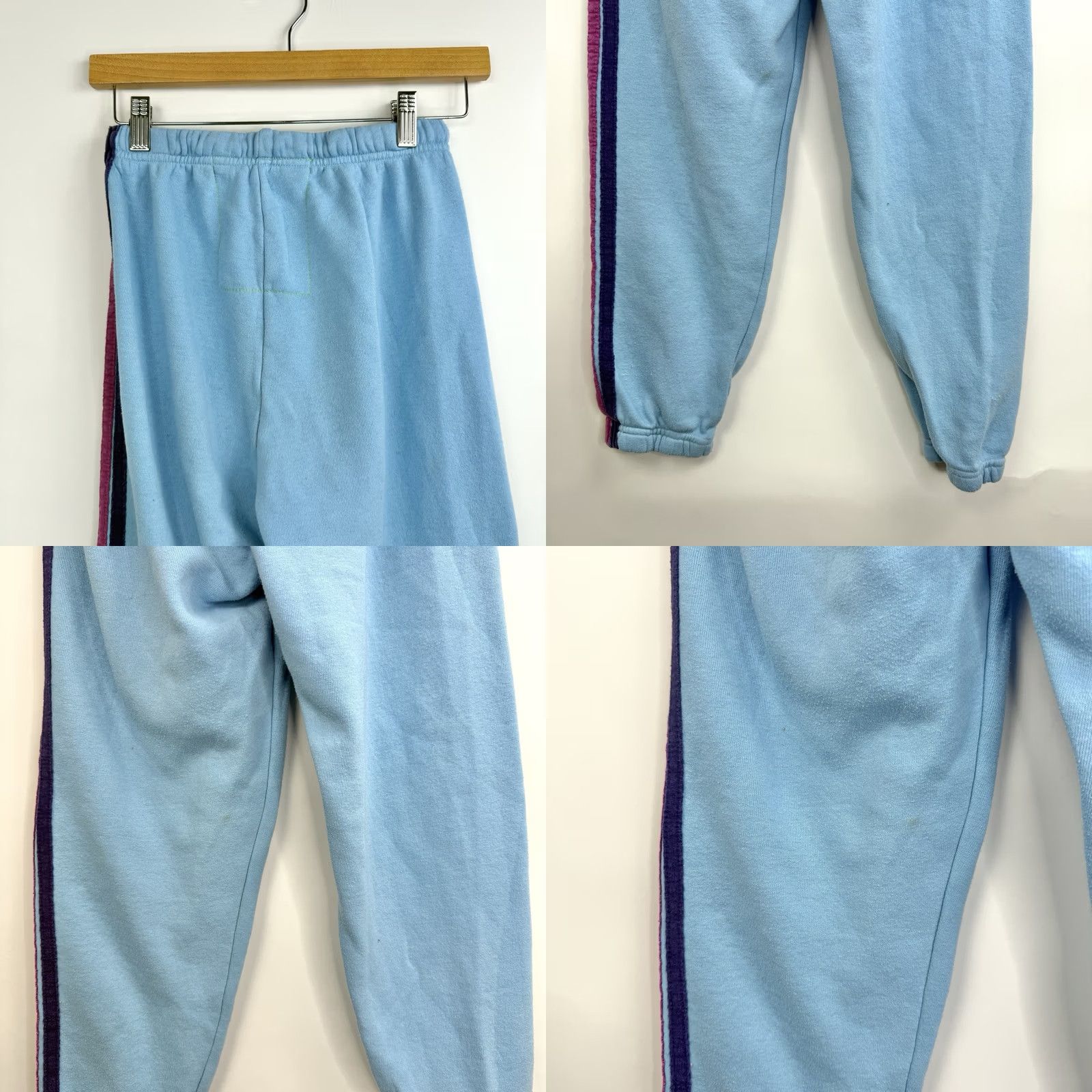 Aviator Nation VINTAGE Aviator Nation Sweatpants Womens XS Blue 5 Stripe Fleece Comfy USA Made Rainbow Girls Size 26" / US 2 / IT 38 - 8 Thumbnail