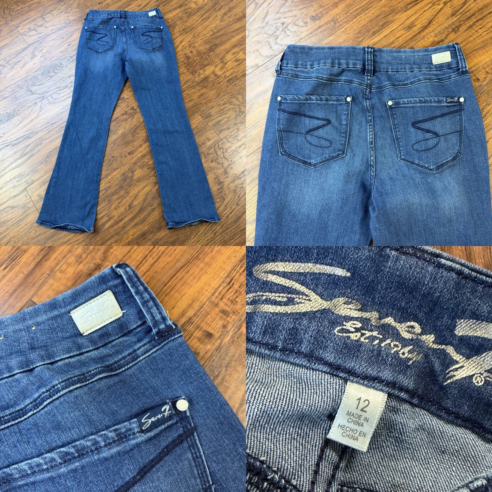 Vintage Seven7 Jeans Women 12 Boot Cut Slim Low Rise Dark Wash Stretch Denim 30x31 Blue Cotton Blend Regular Inseam 31 Jeans Womens Boots Cut Stretch Size 34" / US 12 / IT 48 - 8 Thumbnail